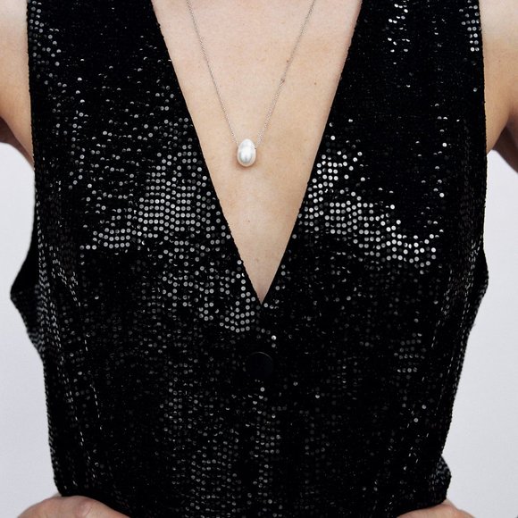 Zara Sparkly Vest Mini Dress Black NWT - Picture 3 of 5